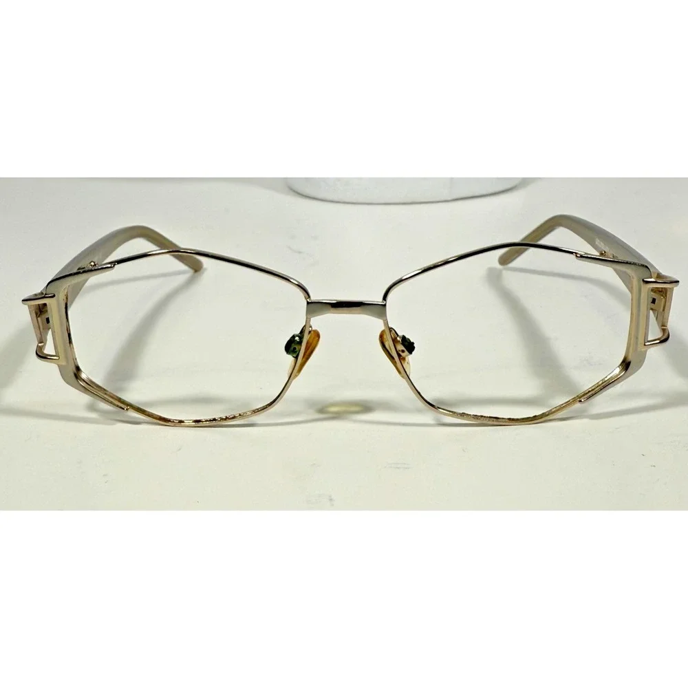 Bella Italia Eyeglass Frame Womens 53-19-130 Gold Silver Hexagonal Geometric 311
